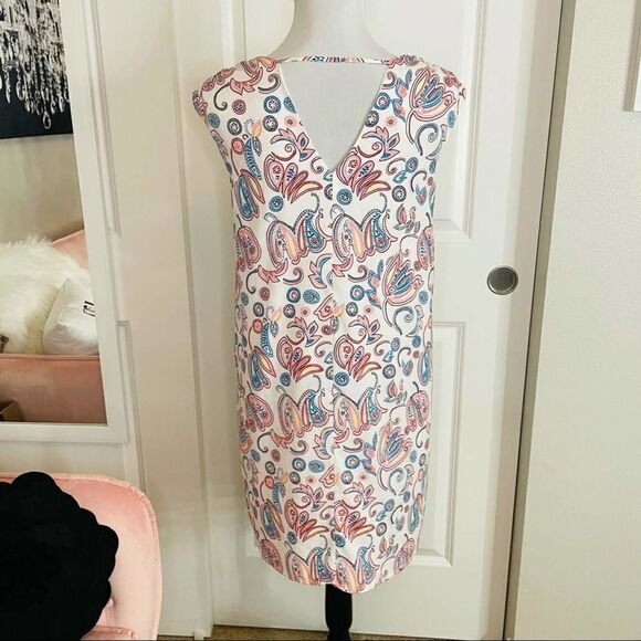 Loft Multi-color Paisley Shift Dress Small Petite - Picture 5 of 8